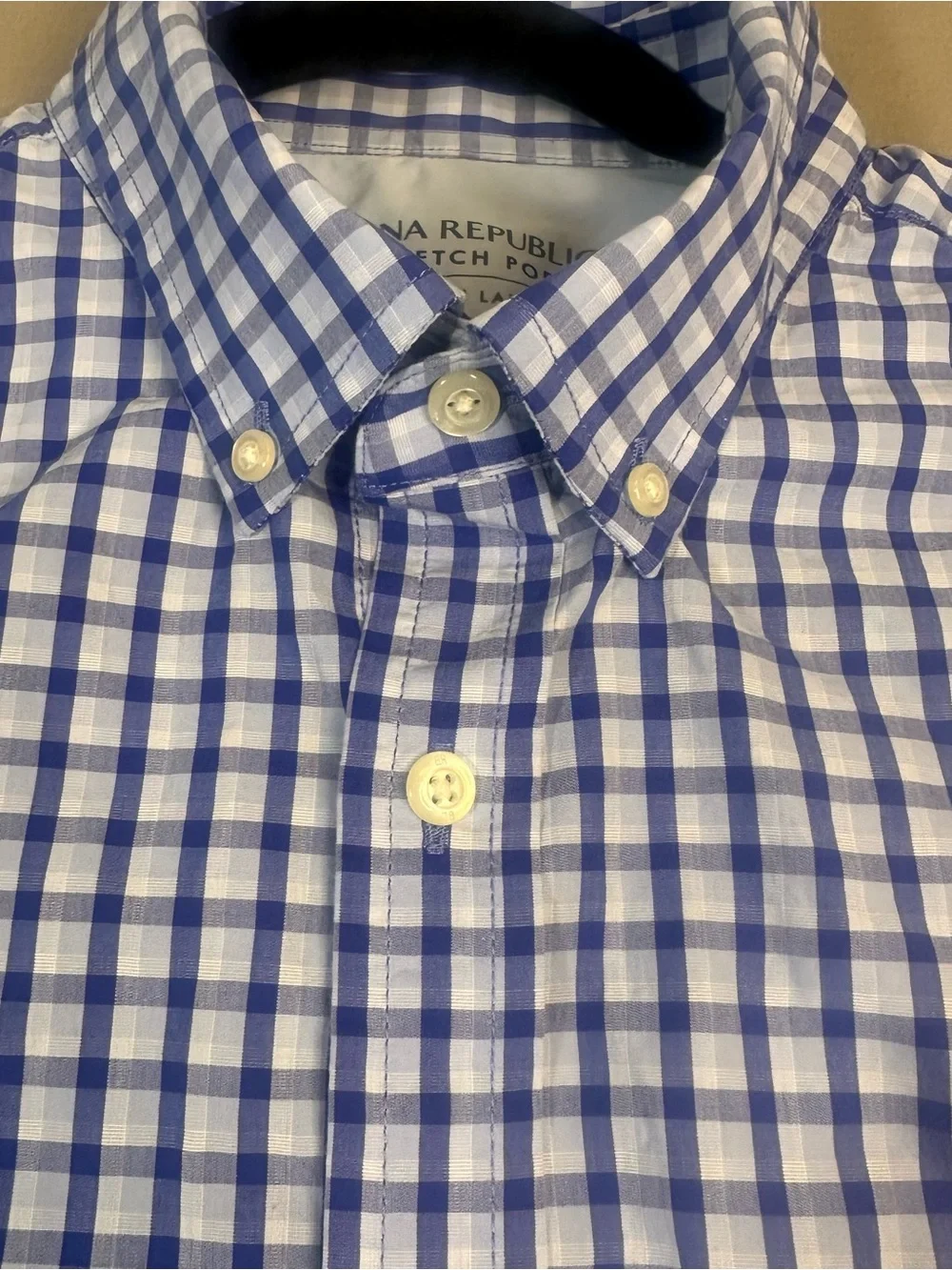 Banana Republic Men's Blue & White Checked‎ Dress Shirt